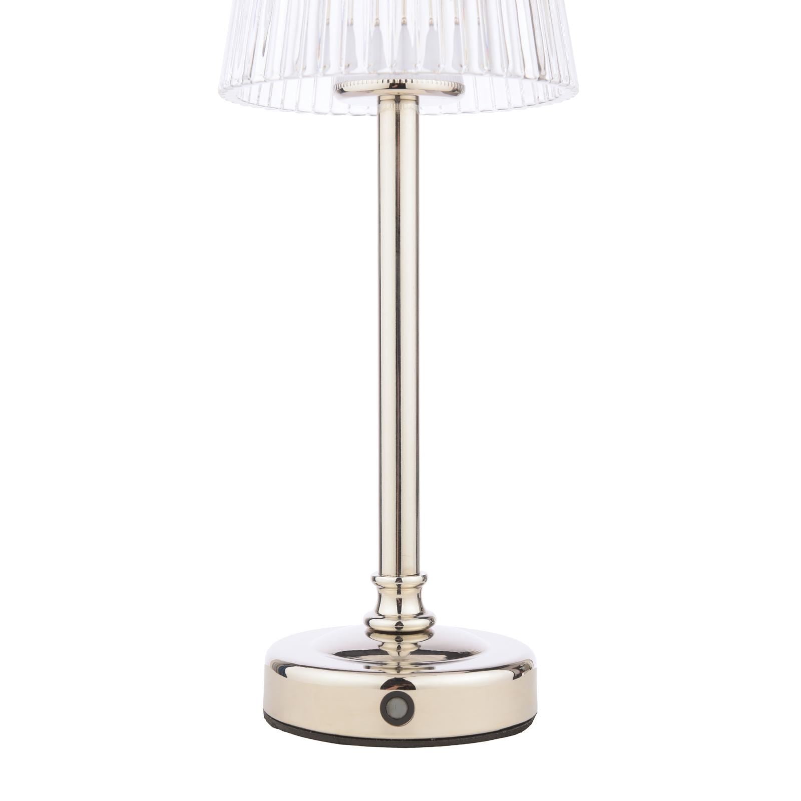 Laura Ashley Callaghan Rechargeable Table Lamp Polished Nickel and Ribbed Glass LED LA3756661-Q