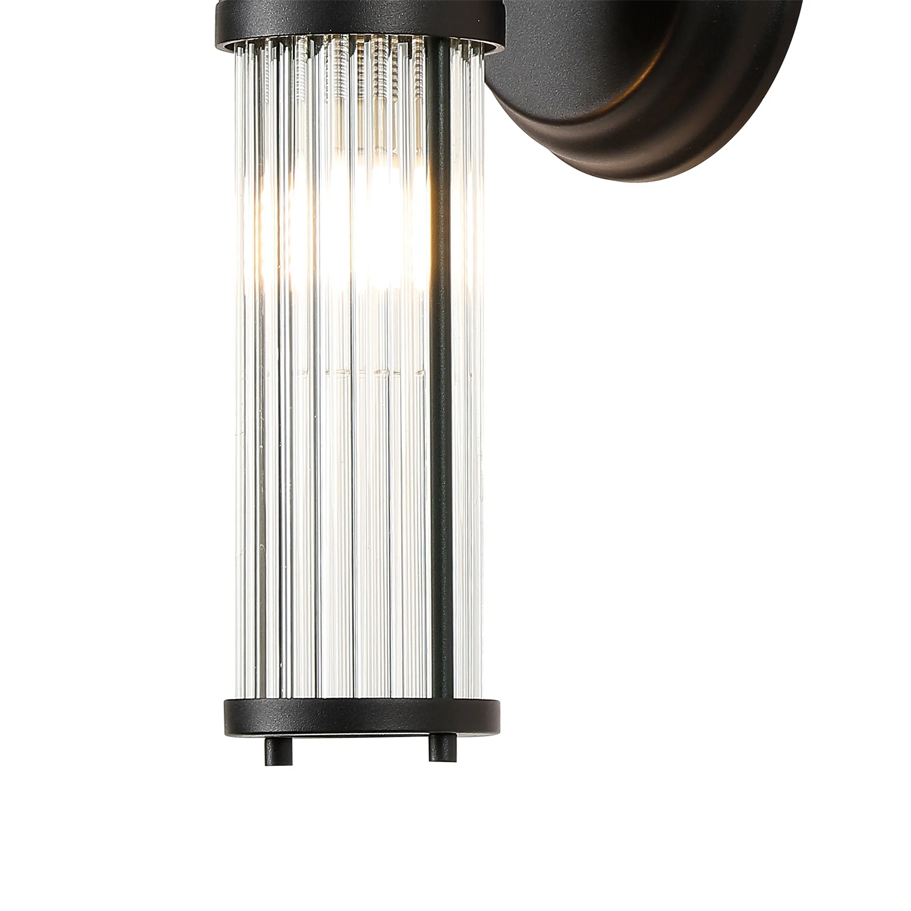 Pillar Up And Down 2 Light Bathroom Wall Light In Satin Black And Clear Glass Rods IP44 E14