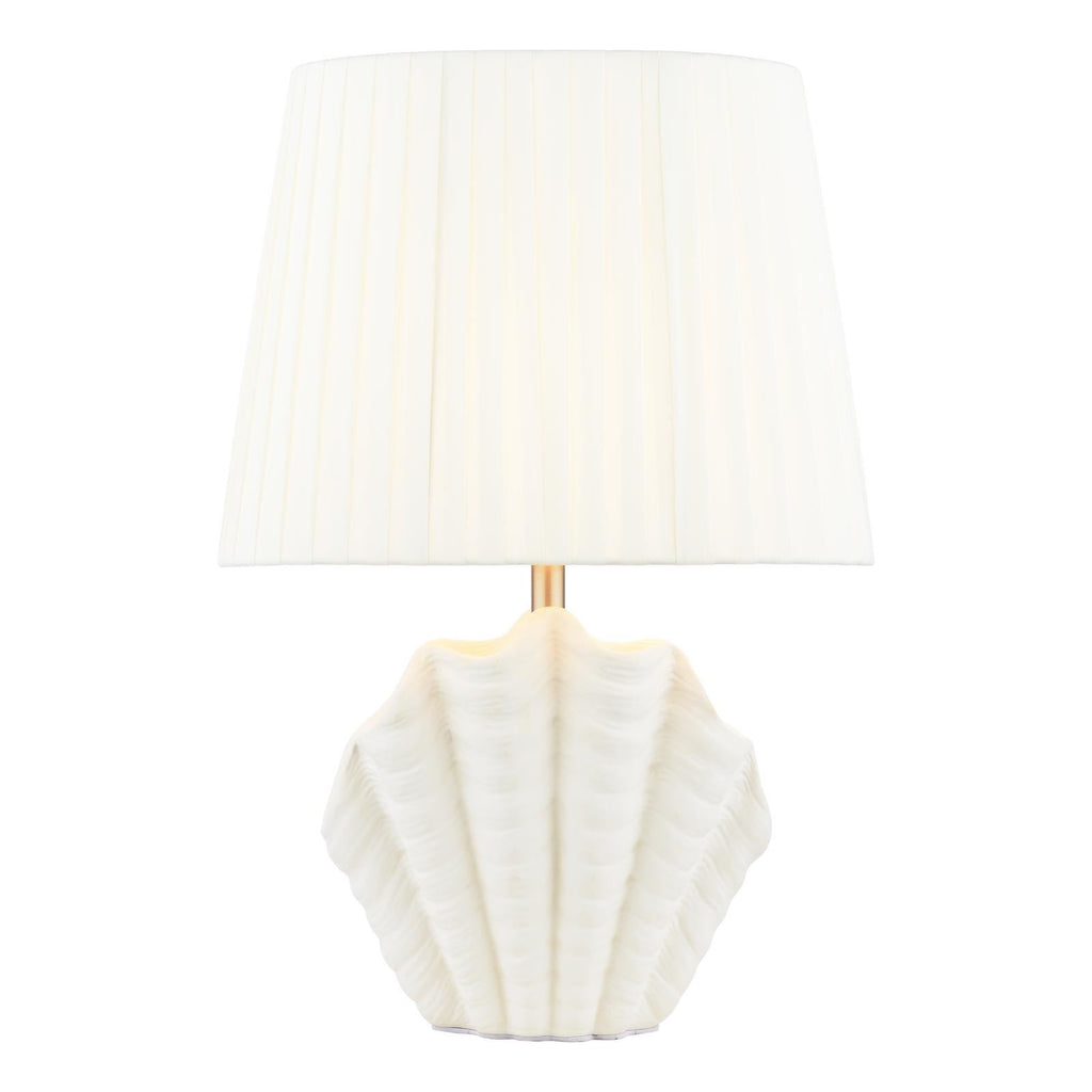 Laura Ashley Shell Table Lamp White Ceramic and Satin Chrome With Shade LA3756702-Q