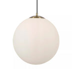 Atom II Ceiling Pendant In Satin Brass And Opal Glass Shade 40cm 6099SB