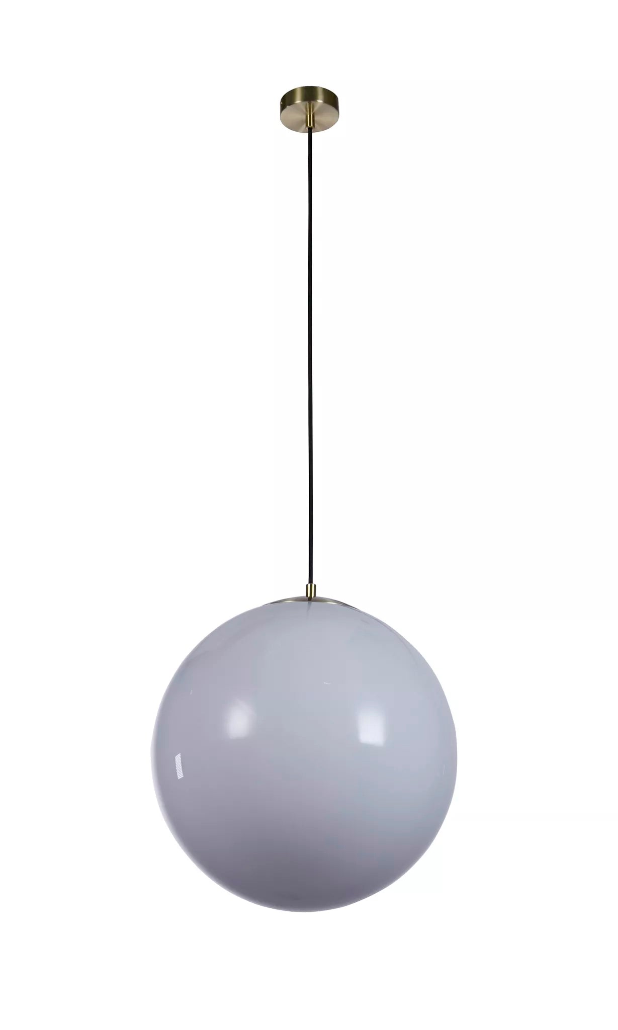 Atom II Ceiling Pendant In Satin Brass And Opal Glass Shade 40cm 6099SB