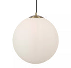 Atom II Ceiling Pendant In Satin Brass And Opal Glass Shade 30cm 6077SB