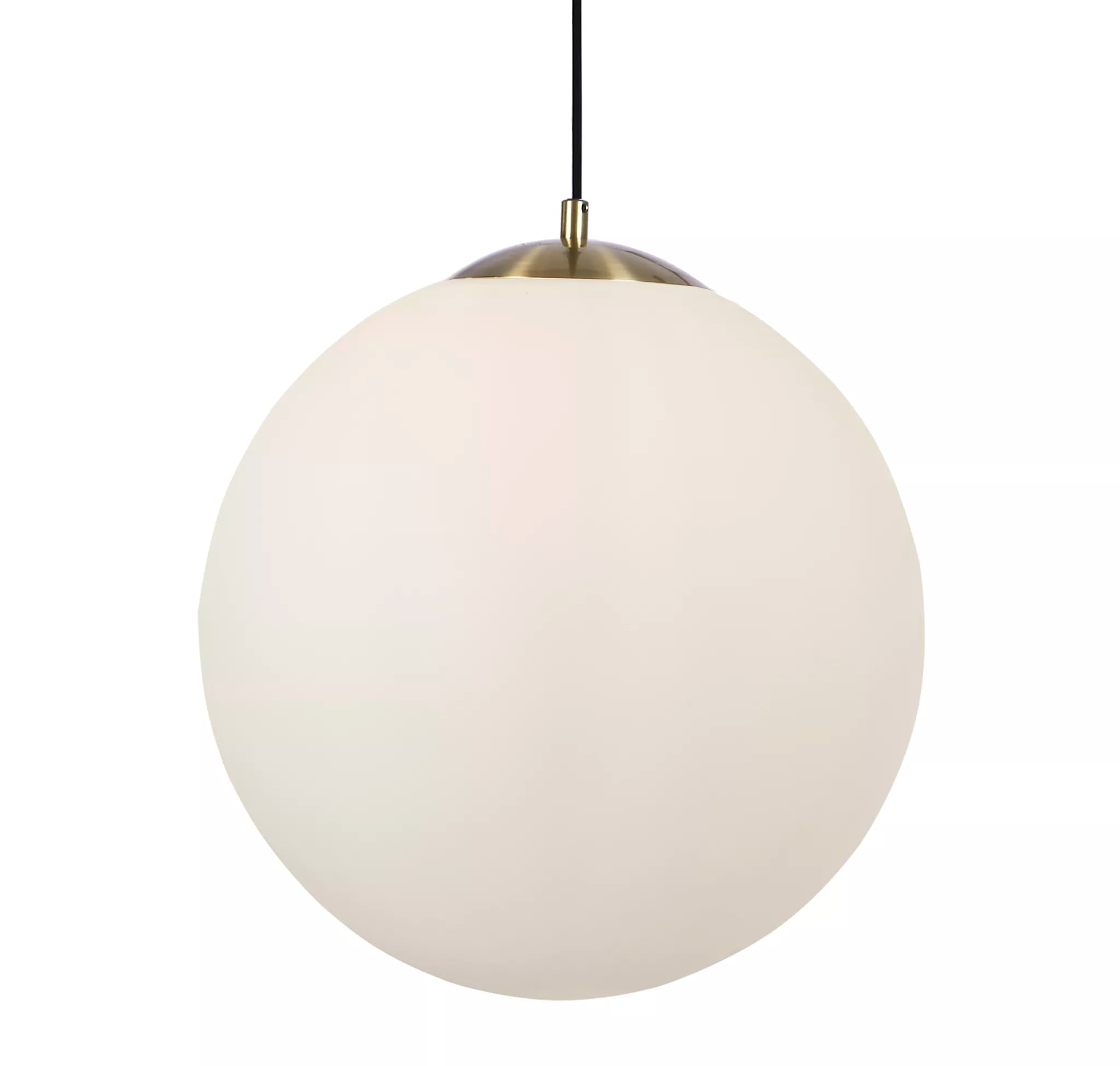 Atom II Ceiling Pendant In Satin Brass And Opal Glass Shade 30cm 6077SB