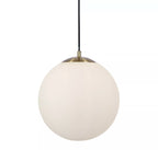 Atom II Ceiling Pendant In Satin Brass And Opal Glass Shade 30cm 6077SB