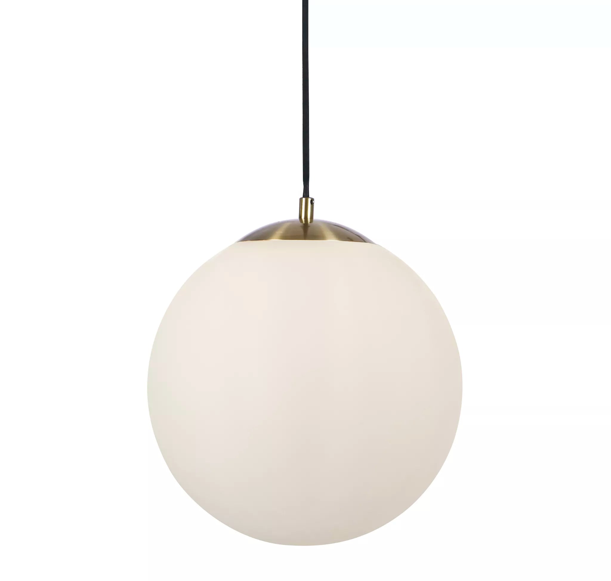 Atom II Ceiling Pendant In Satin Brass And Opal Glass Shade 30cm 6077SB