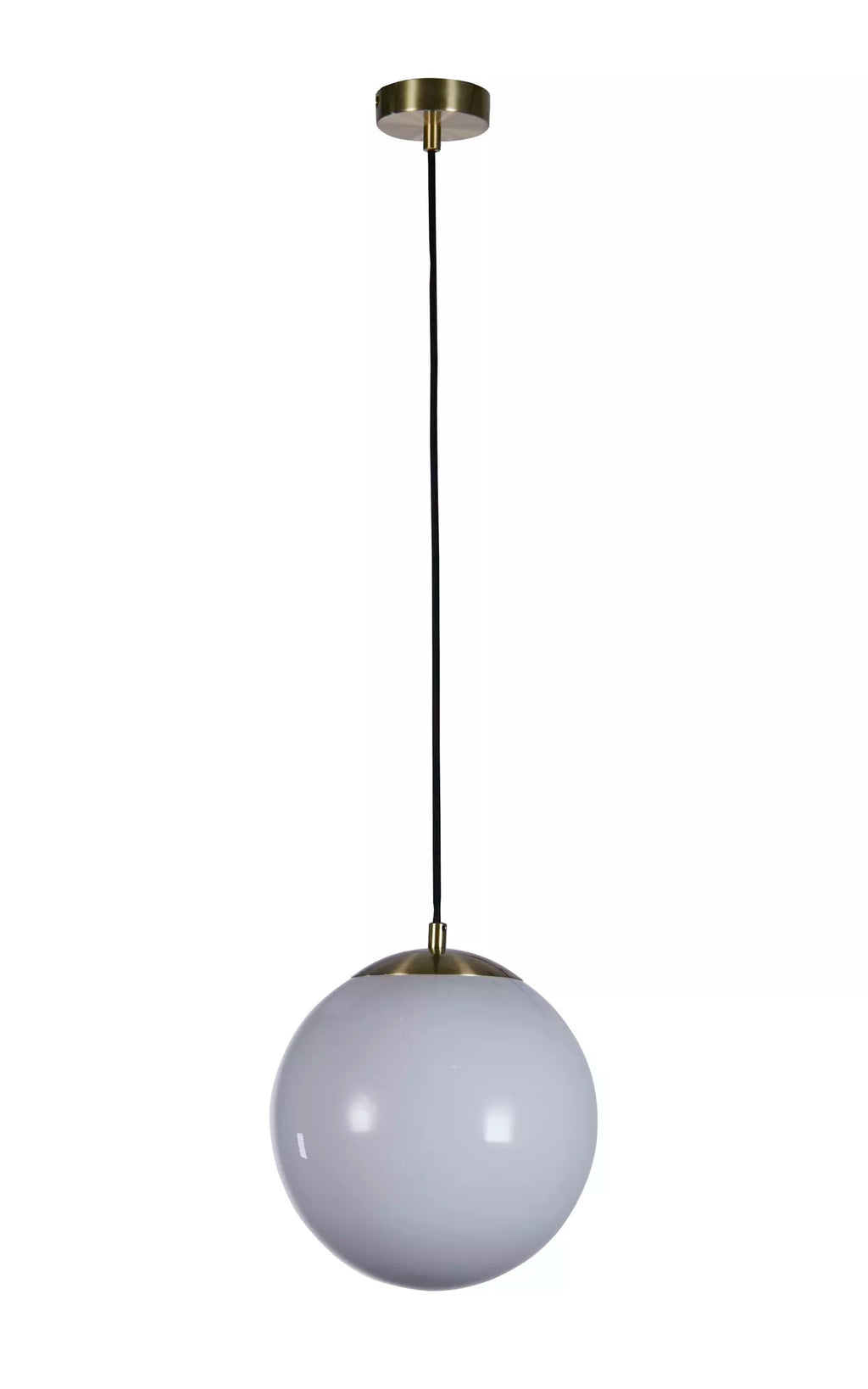 Atom II Ceiling Pendant In Satin Brass And Opal Glass Shade 30cm 6077SB