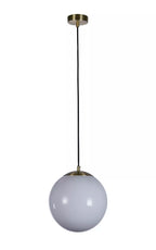 Atom II Ceiling Pendant In Satin Brass And Opal Glass Shade 30cm 6077SB