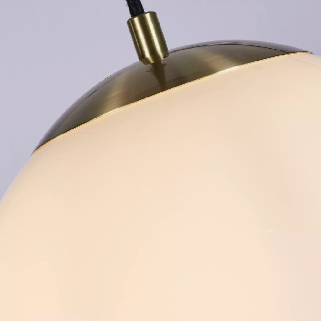Atom II Ceiling Pendant In Satin Brass And Opal Glass Shade 30cm 6077SB