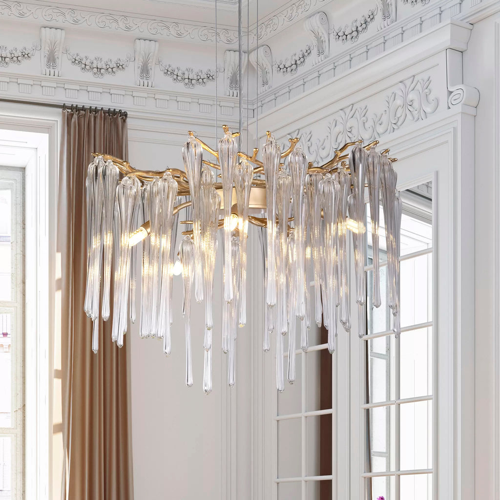 Heritage 5 Light Ceiling Pendant Light In Gold finish With Clear Glass Drops 10425-5GO