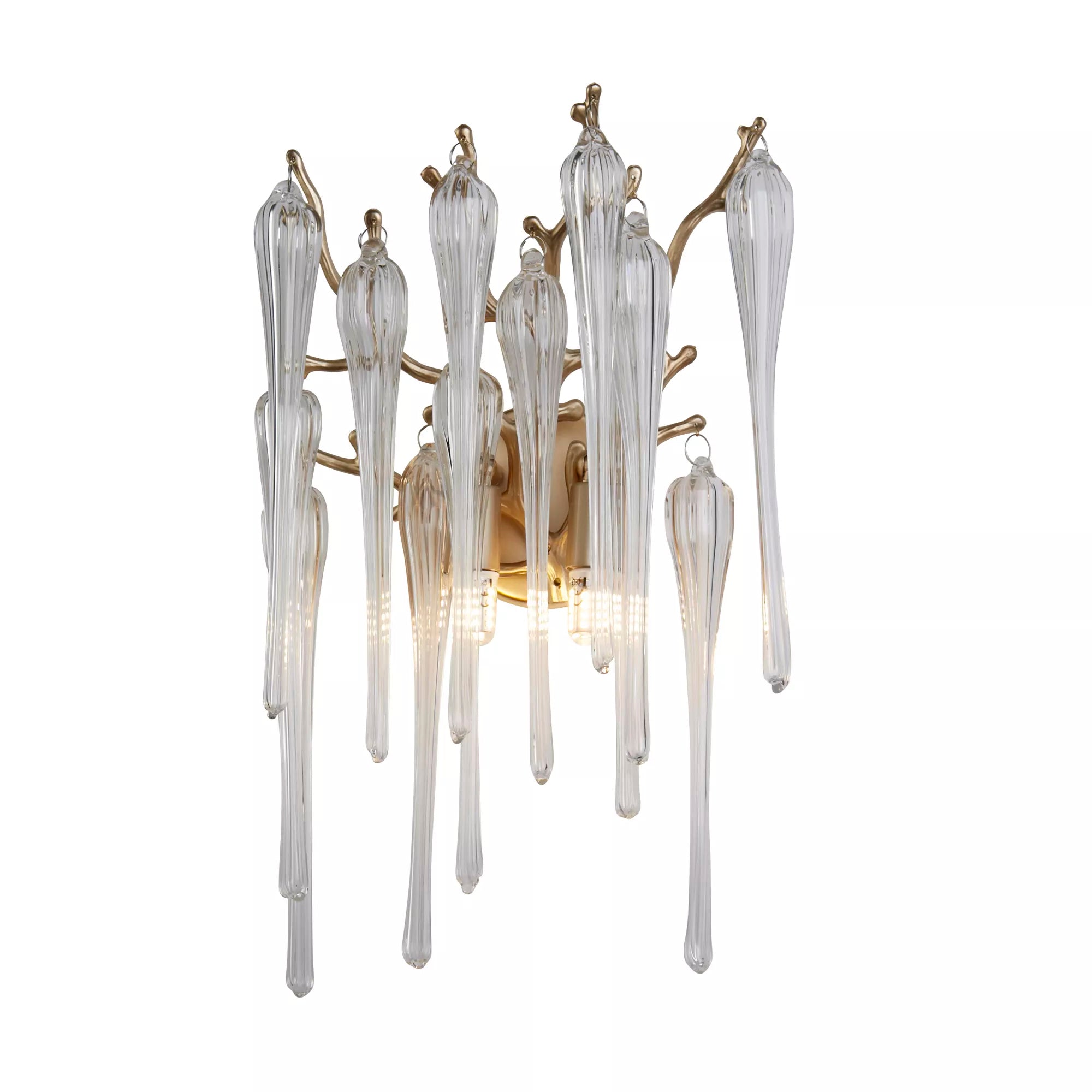 Heritage 2 Light Wall Light In Gold finish With Clear Glass Drops 10425-2GO