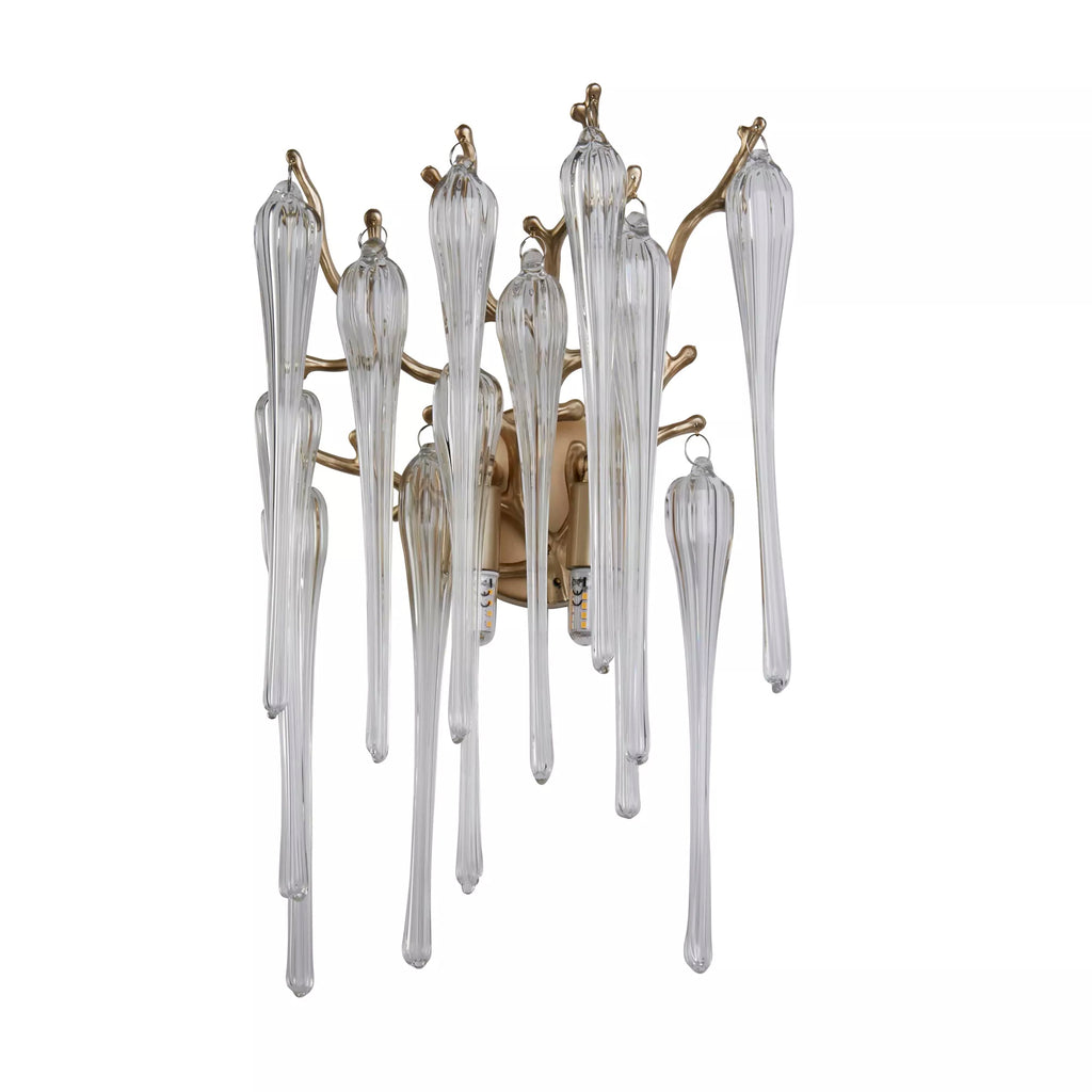 Heritage 2 Light Wall Light In Gold finish With Clear Glass Drops 10425-2GO