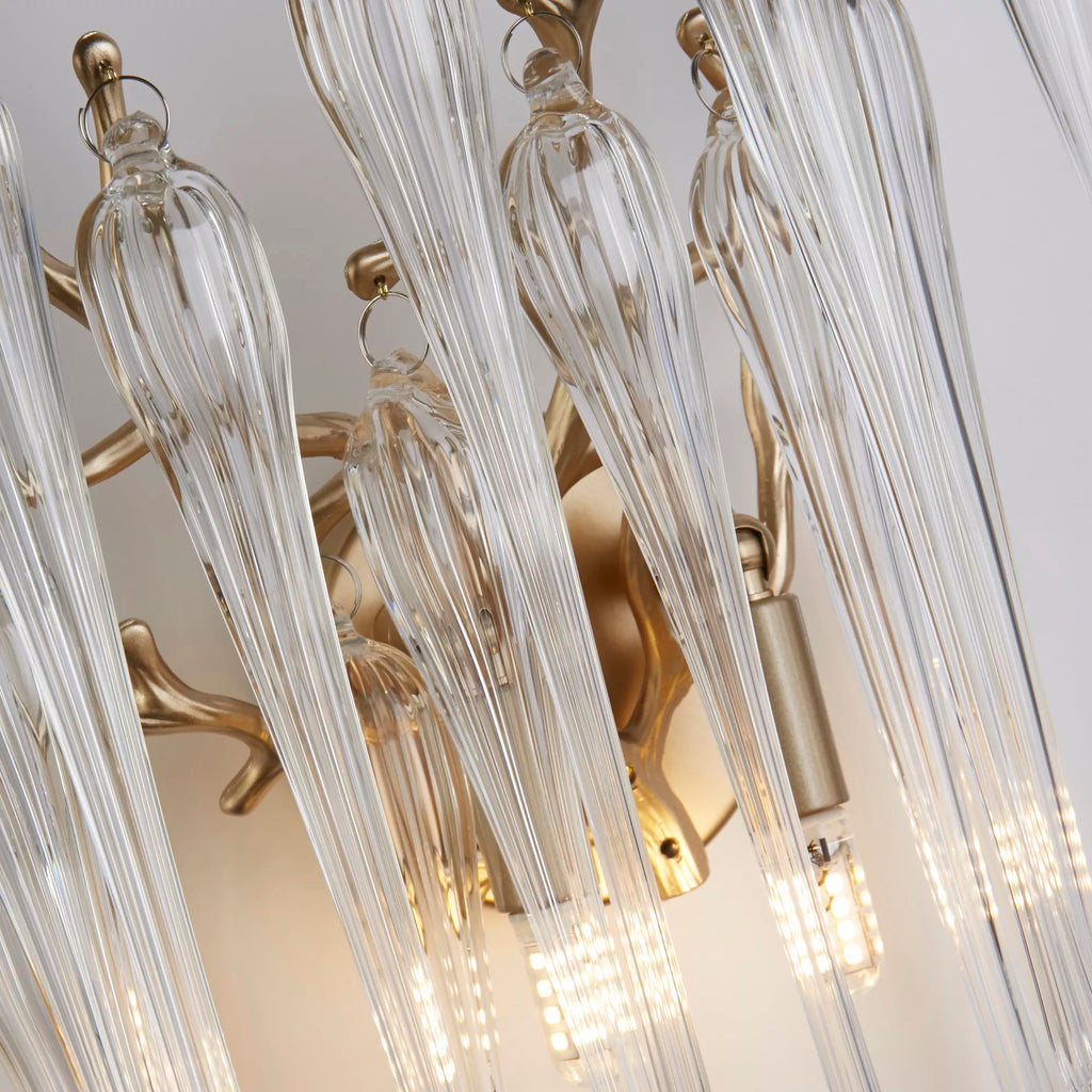 Heritage 2 Light Wall Light In Gold finish With Clear Glass Drops 10425-2GO