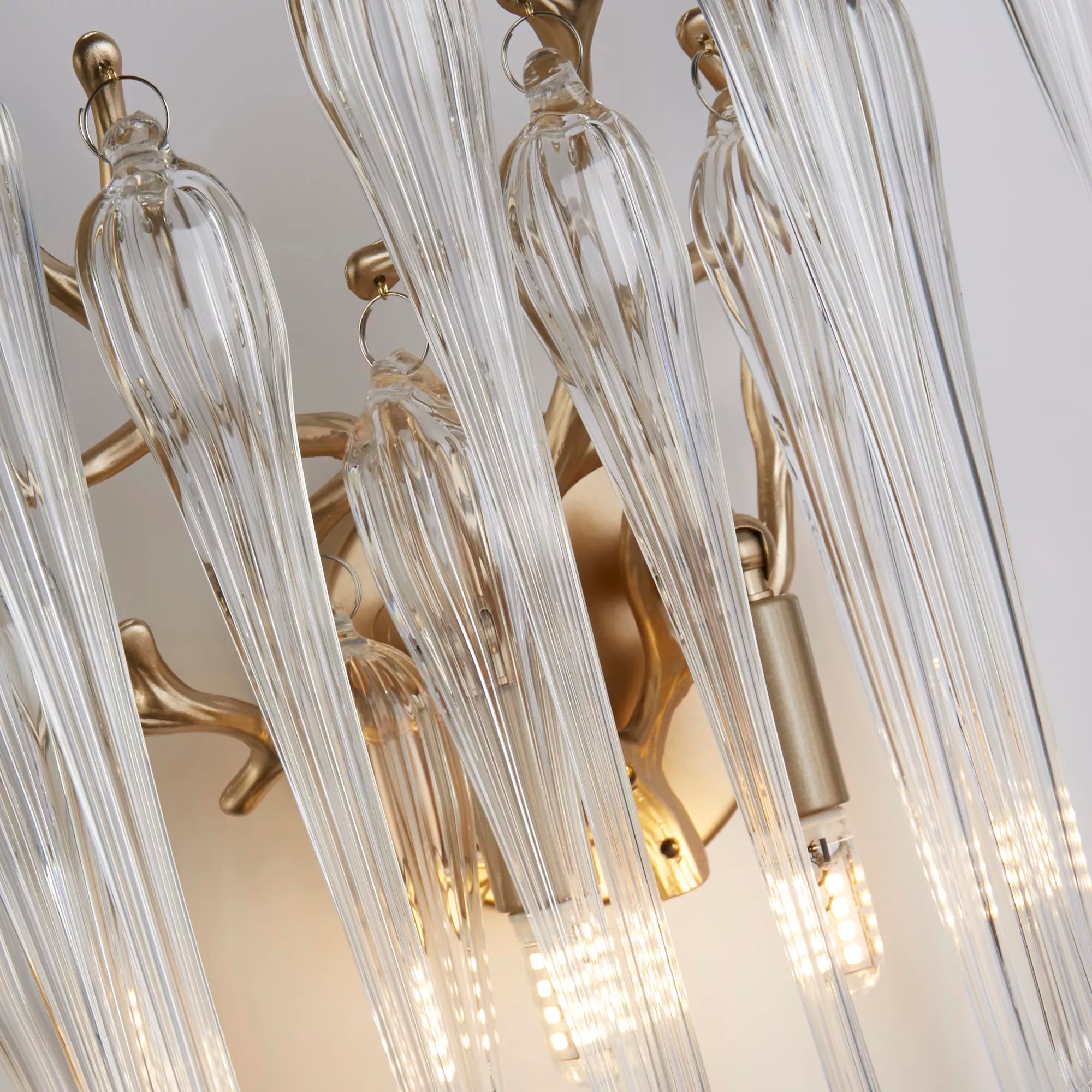 Heritage 2 Light Wall Light In Gold finish With Clear Glass Drops 10425-2GO