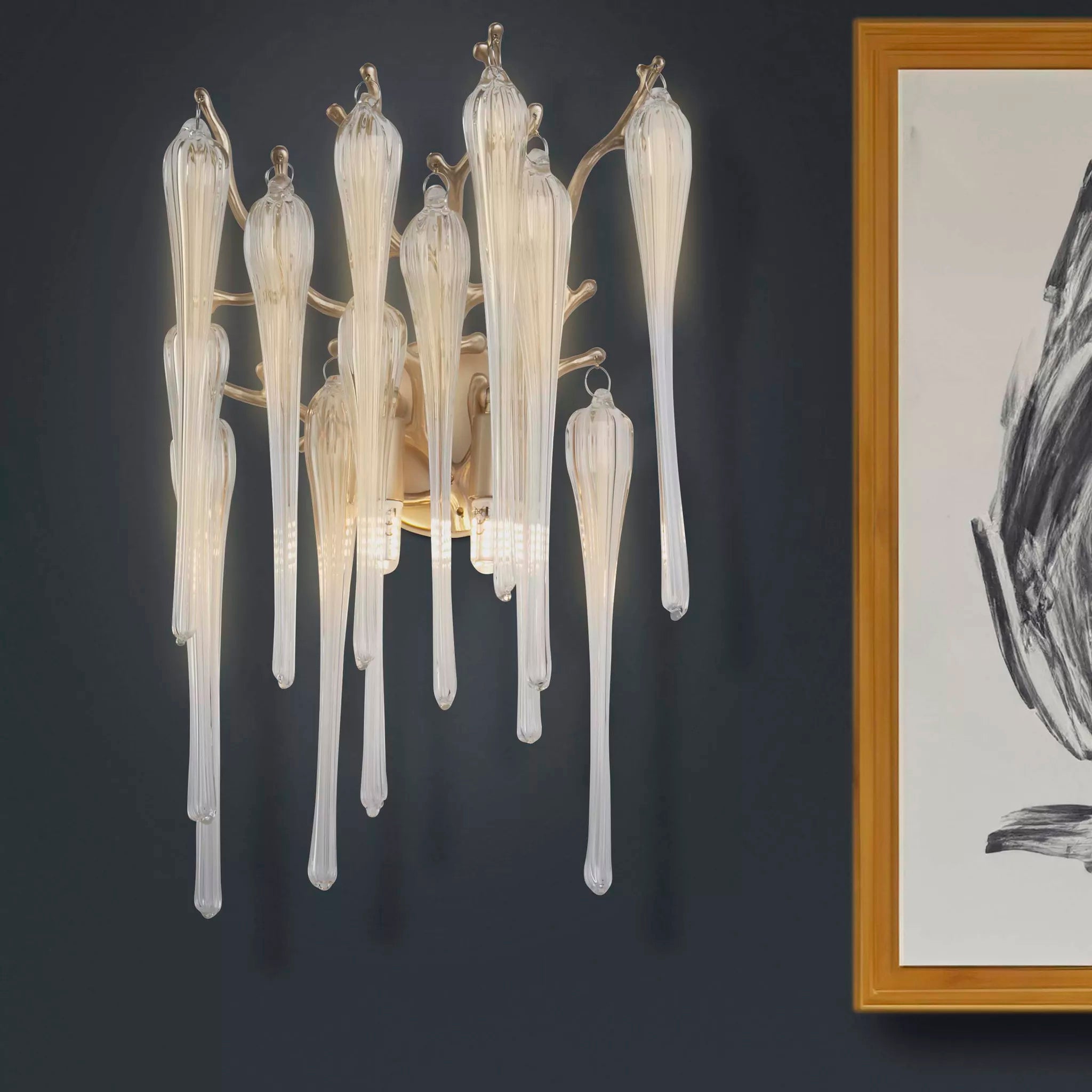 Heritage 2 Light Wall Light In Gold finish With Clear Glass Drops 10425-2GO