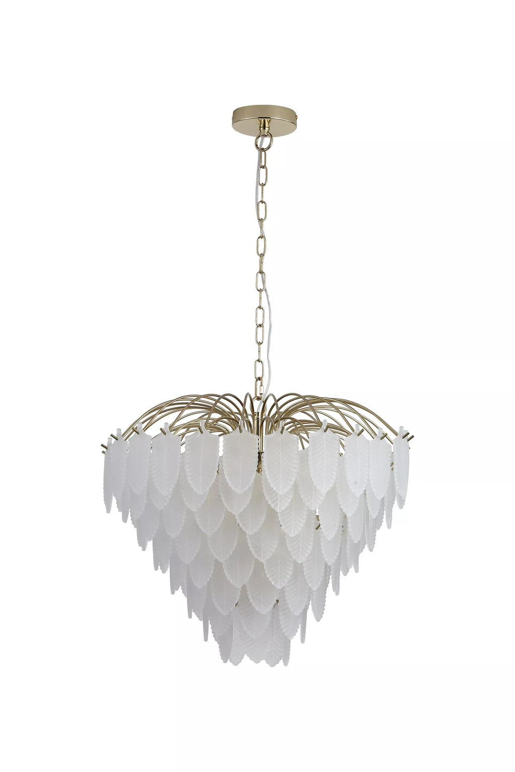 Feather 6 Light Ceiling Pendant In Polished Brass Finish With Frosted Glass 48970-6SB