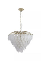 Feather 6 Light Ceiling Pendant In Polished Brass Finish With Frosted Glass 48970-6SB