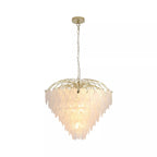 Feather 10 Light Ceiling Pendant In Polished Brass Finish With Frosted Glass 48970-10SB