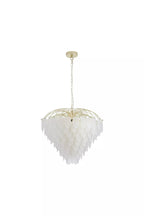 Feather 10 Light Ceiling Pendant In Polished Brass Finish With Frosted Glass 48970-10SB