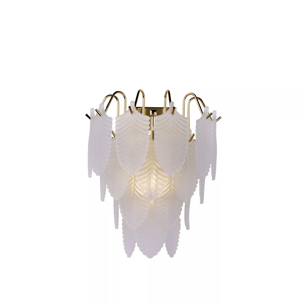 Feather Wall Light In Polished Brass Finish With Frosted Glass 48910-1SB
