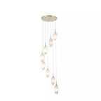 Rocky 8 Light Cluster Ceiling Light In Satin Brass Finish With Glass Shades 23147-8SB