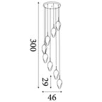 Rocky 8 Light Cluster Ceiling Light In Satin Brass Finish With Glass Shades 23147-8SB