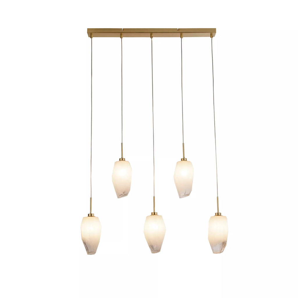 Rocky 5 Light Bar Ceiling Pendant Light In Satin Brass Finish With Glass Shades 23145-5SB