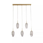 Rocky 5 Light Bar Ceiling Pendant Light In Satin Brass Finish With Glass Shades 23145-5SB