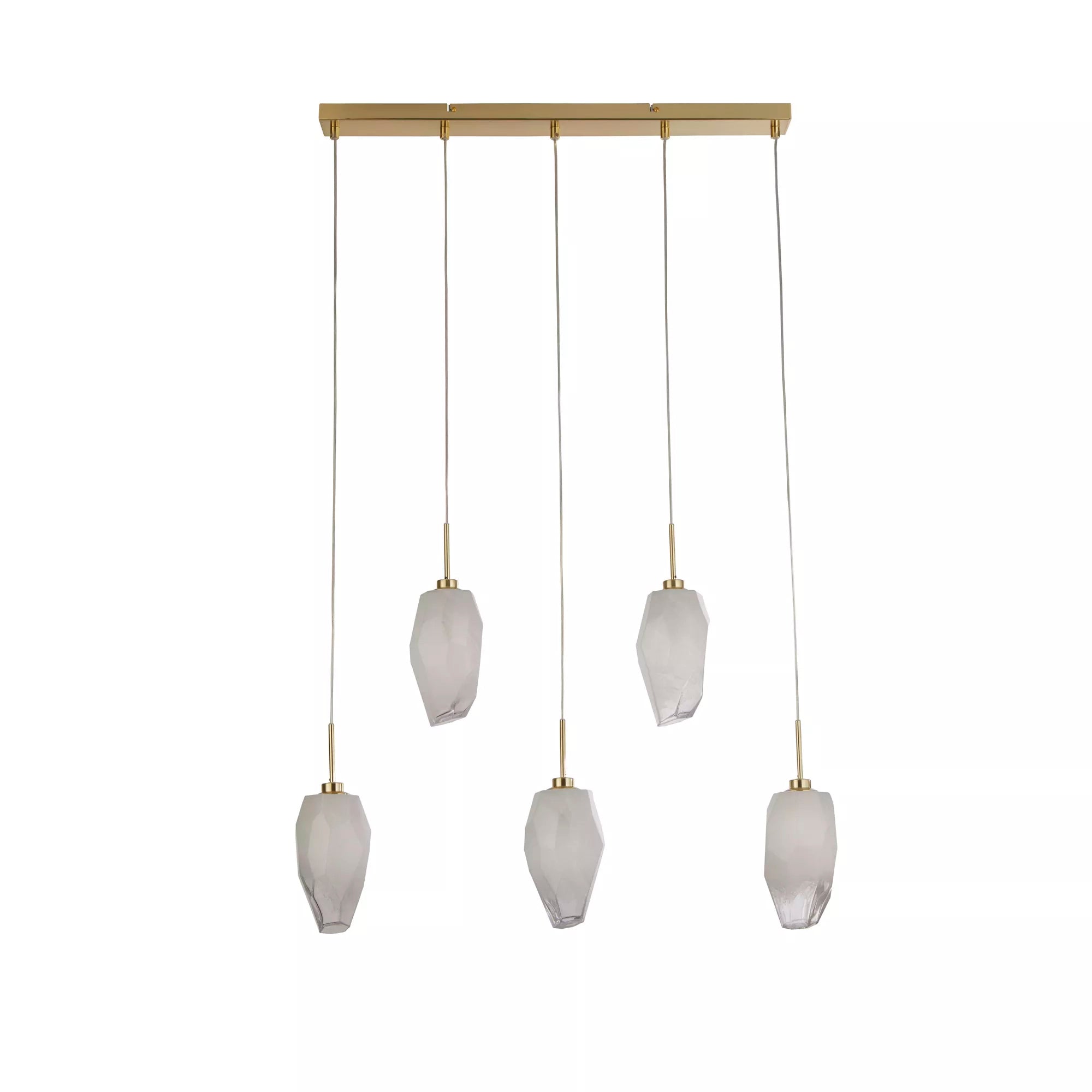Rocky 5 Light Bar Ceiling Pendant Light In Satin Brass Finish With Glass Shades 23145-5SB