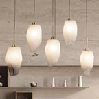 Rocky 5 Light Bar Ceiling Pendant Light In Satin Brass Finish With Glass Shades 23145-5SB