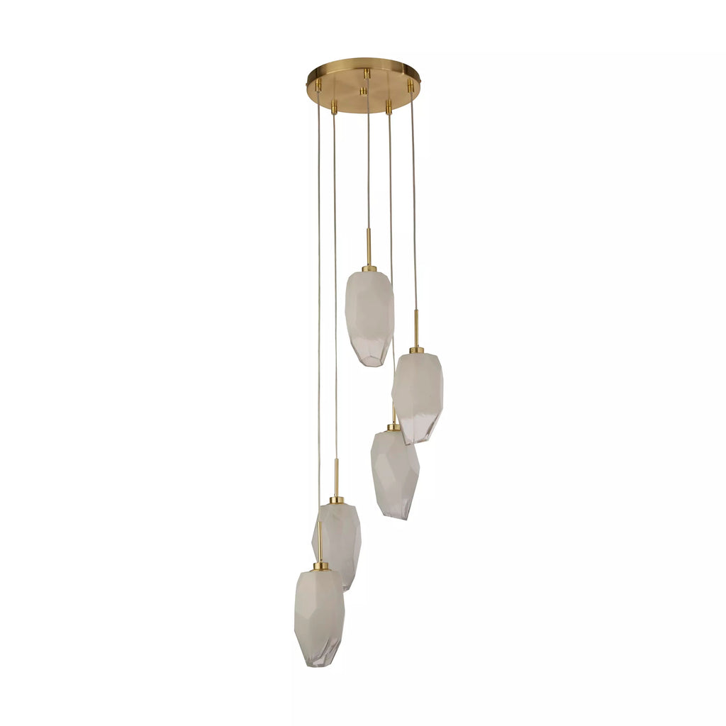 Rocky 5 Light Cluster Ceiling Light In Satin Brass Finish With Glass Shades 23146-5SB