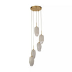 Rocky 5 Light Cluster Ceiling Light In Satin Brass Finish With Glass Shades 23146-5SB