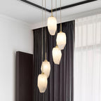 Rocky 5 Light Cluster Ceiling Light In Satin Brass Finish With Glass Shades 23146-5SB