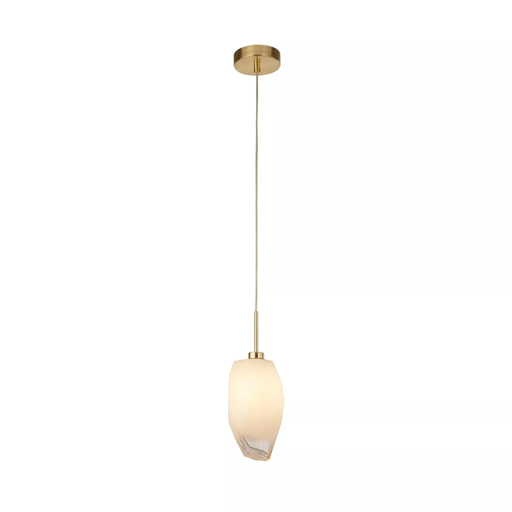 Rocky Ceiling Pendant Light In Satin Brass Finish With Glass Shade 23141-1SB
