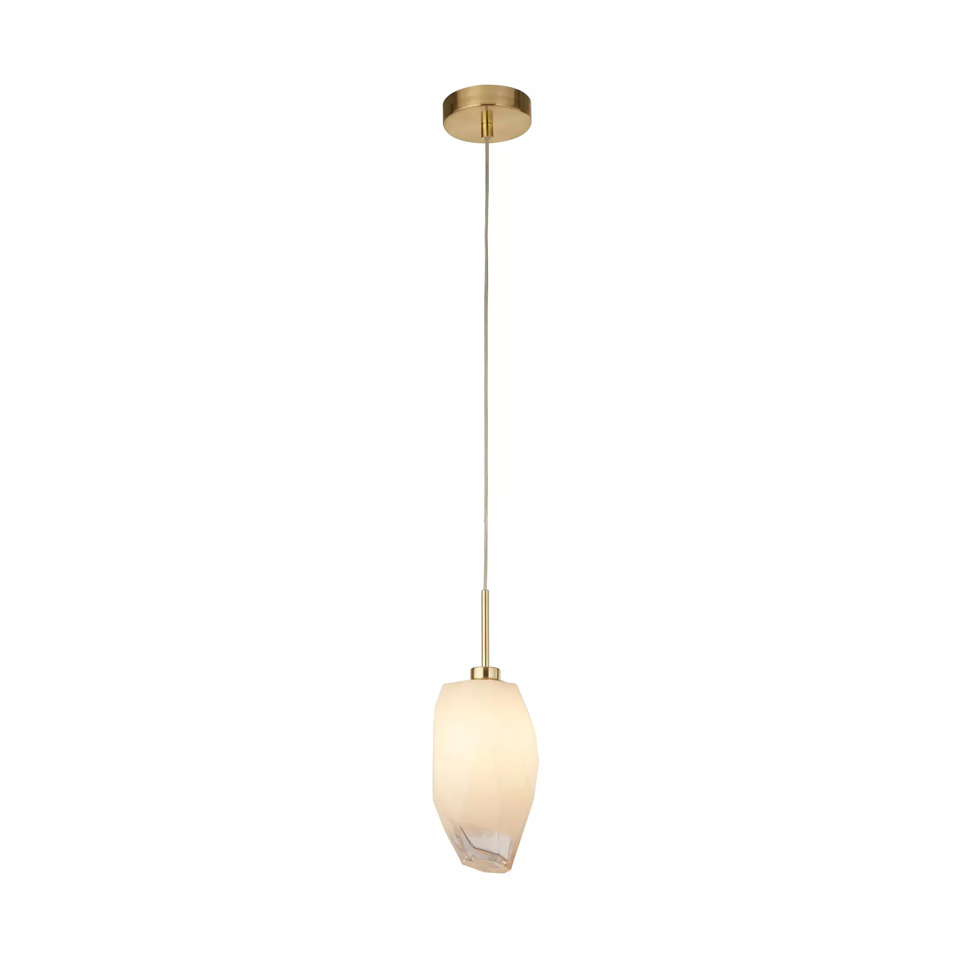 Rocky Ceiling Pendant Light In Satin Brass Finish With Glass Shade 23141-1SB