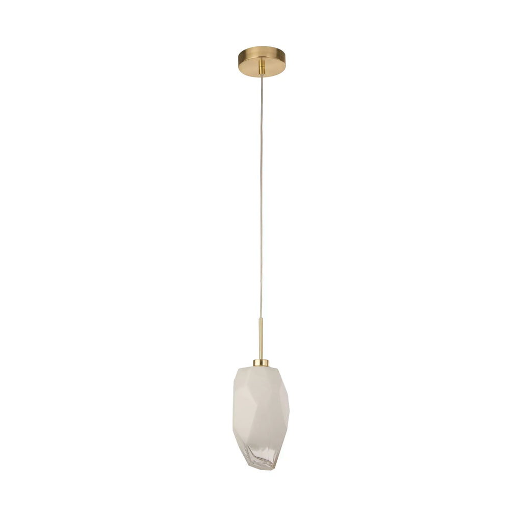 Rocky Ceiling Pendant Light In Satin Brass Finish With Glass Shade 23141-1SB