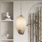 Rocky Ceiling Pendant Light In Satin Brass Finish With Glass Shade 23141-1SB