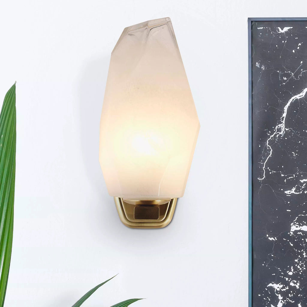 Rocky Wall Light In Satin Brass Finish With Glass Shade 23142-1SB