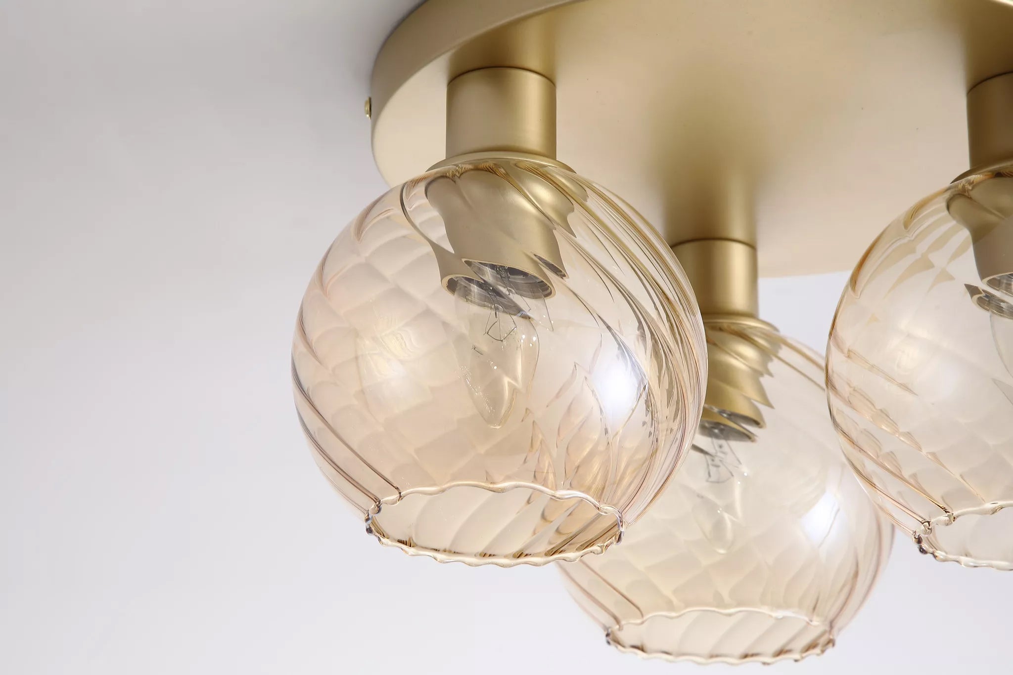 Radiance 3 Light Flush Ceiling Light In Gold Finish With Champagne Glass 44521CP