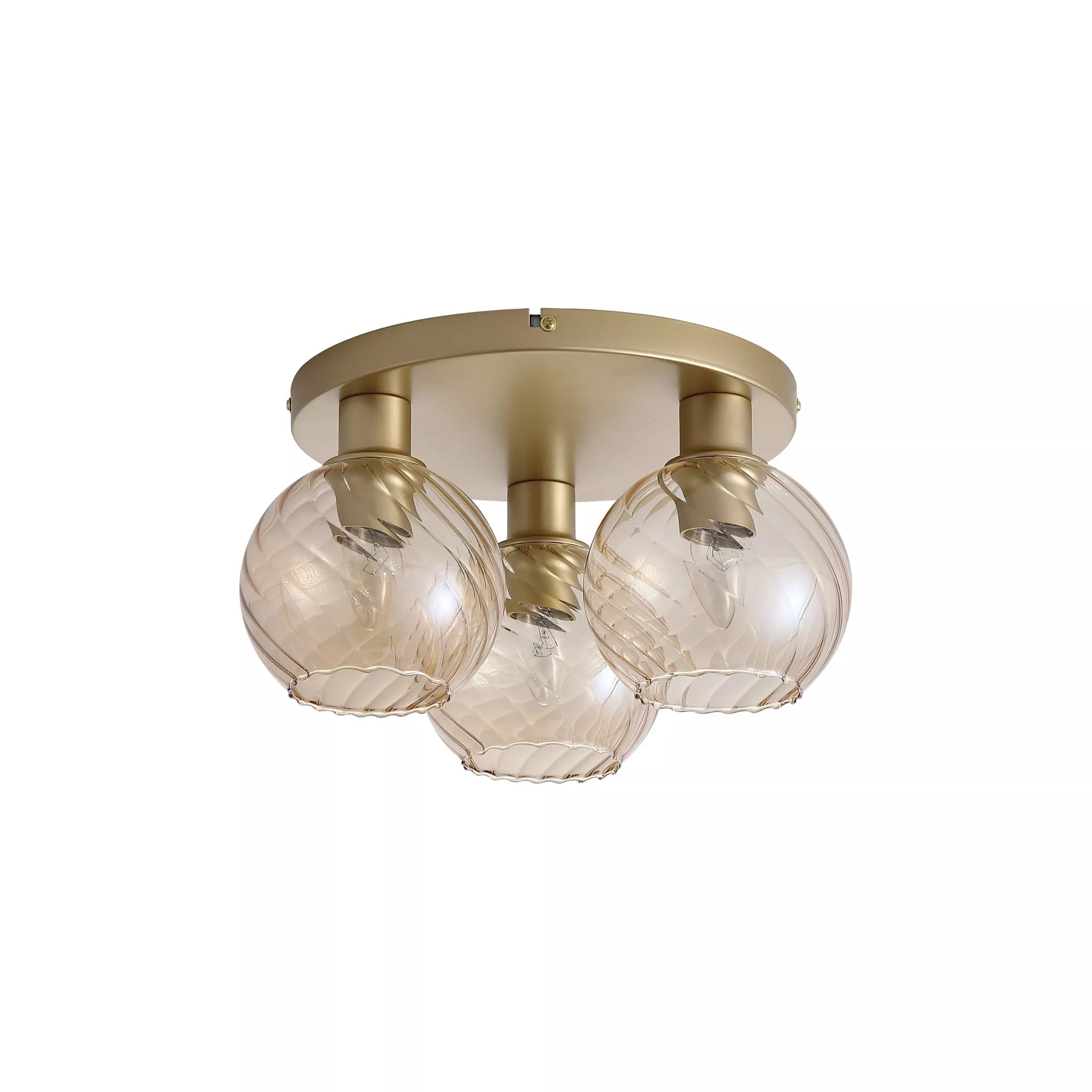 Radiance 3 Light Flush Ceiling Light In Gold Finish With Champagne Glass 44521CP