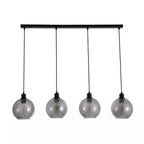 Radiance 4 Light Bar Ceiling Pendant Light In Black Finish With Smoked Glass 44520-4SM