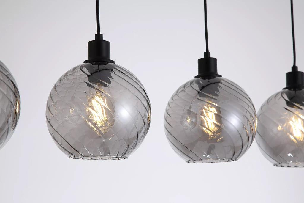 Radiance 4 Light Bar Ceiling Pendant Light In Black Finish With Smoked Glass 44520-4SM