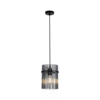 Swizzle Ceiling Pendant Light In Matt Black Finsih With Smoked Rods 20cm 55620SM