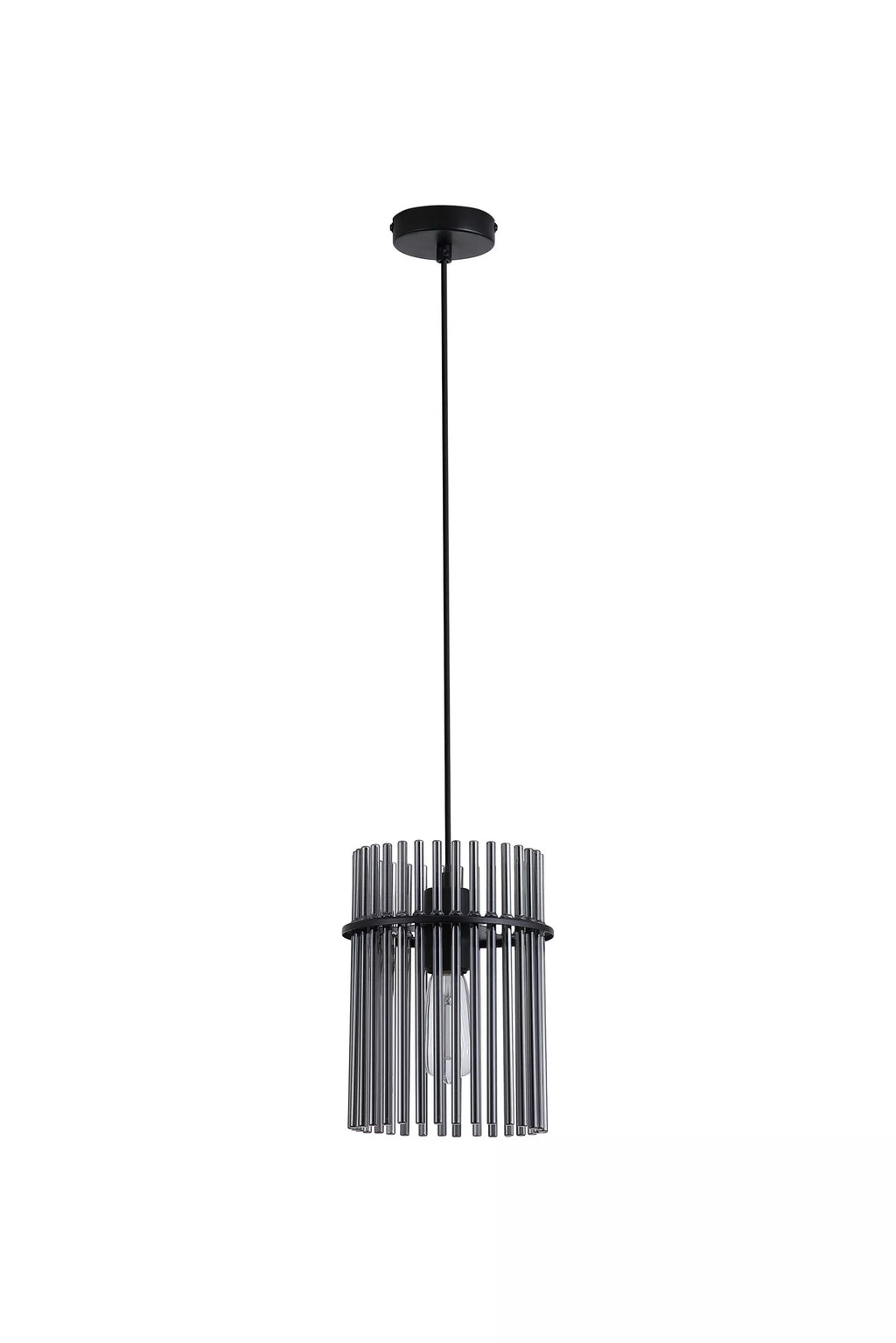 Swizzle Ceiling Pendant Light In Matt Black Finsih With Smoked Rods 20cm 55620SM