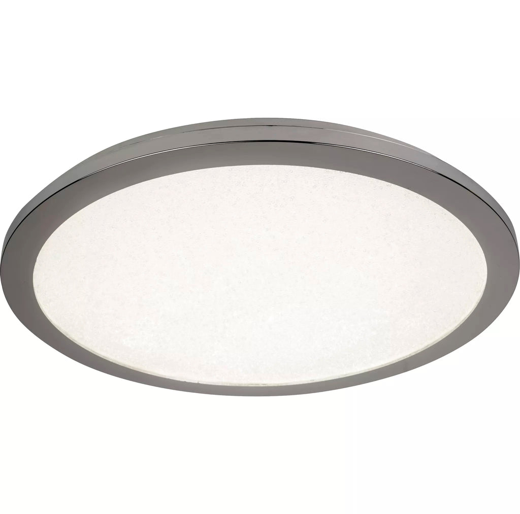 Bathroom Flush Ceiling Light In Chrome Finish With Sanded Glass 300mm