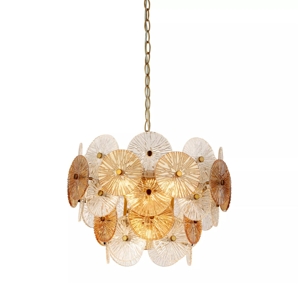 Wagon Wheel 5 Light Ceiling Pendant Light In Bronze Finish With Amber Glass 88210-5BZ