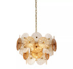 Wagon Wheel 5 Light Ceiling Pendant Light In Bronze Finish With Amber Glass 88210-5BZ