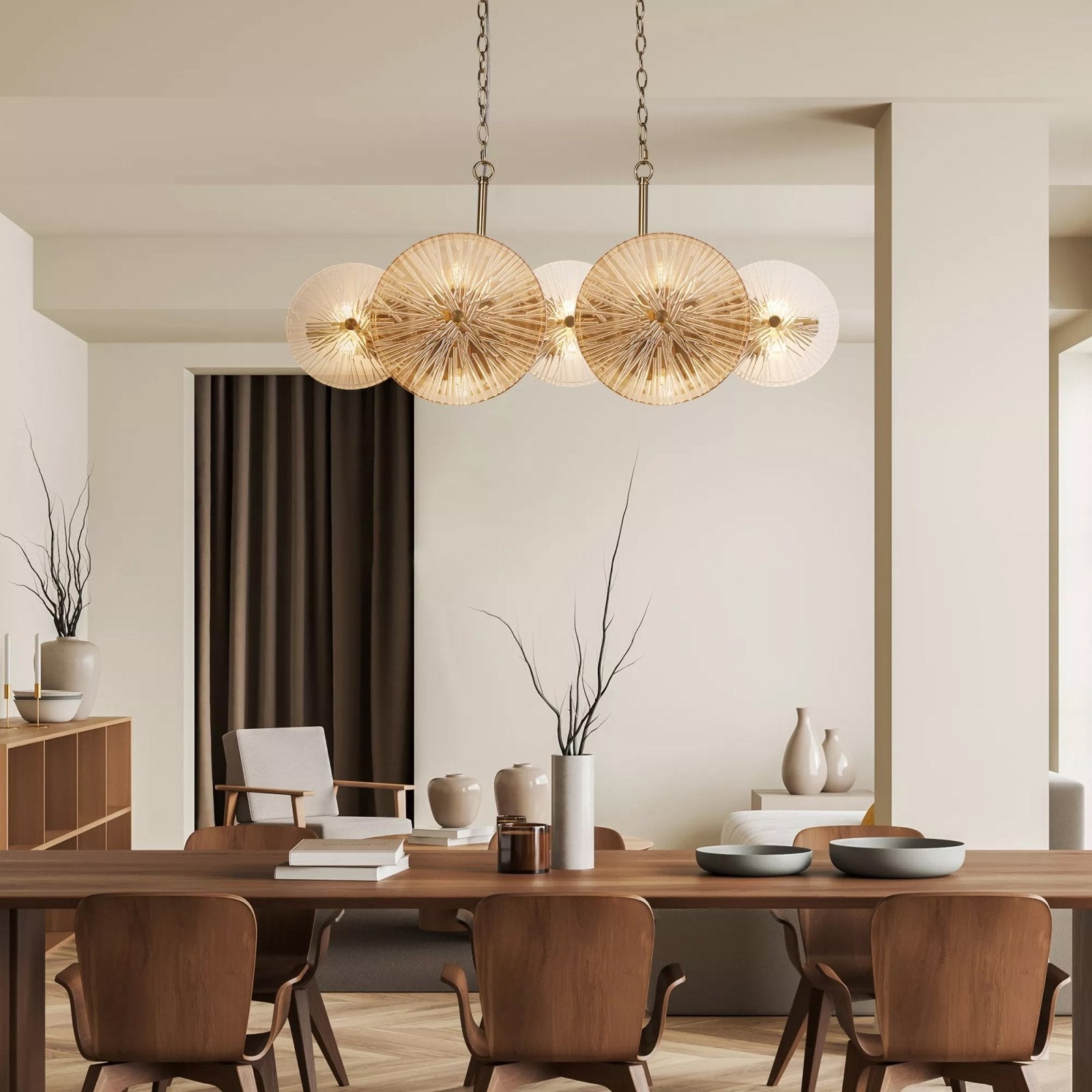 Wagon Wheel 10 Light Bar Ceiling Pendant Light In Bronze Finish With Amber Glass 88210-10BZ