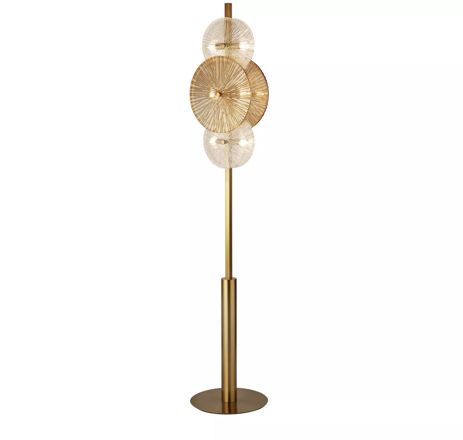Wagon Wheel 6 Light Floor Lamp In Bronze Finish With Amber Glass 88212-6BZ