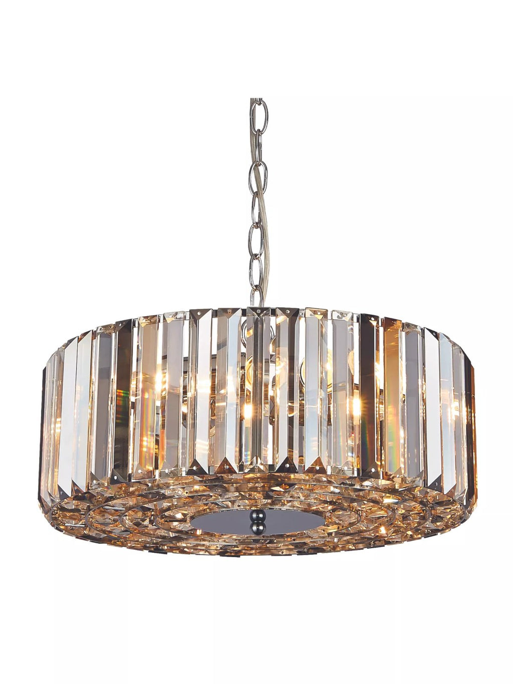 Chapeau 5 Light Ceiling Pendant or Semi Flush Ceiling Light In Chrome With mixed Glass 82101-5CC