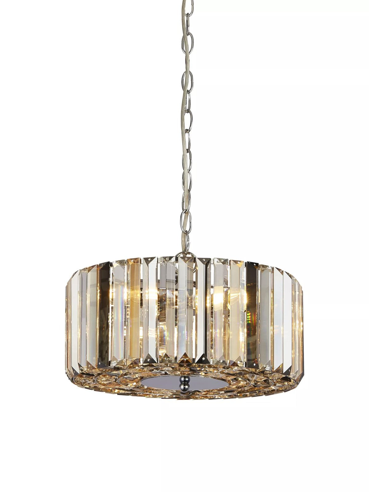 Chapeau 3 Light Ceiling Pendant or Semi Flush Ceiling Light In Chrome With mixed Glass 82101-3CC